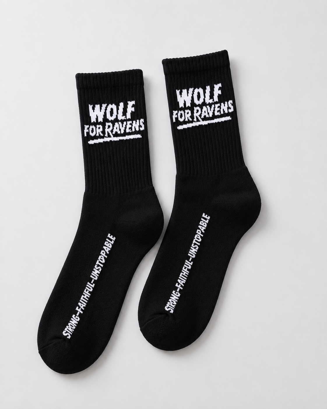 Wolf For Ravens Signature Black Crew Socks