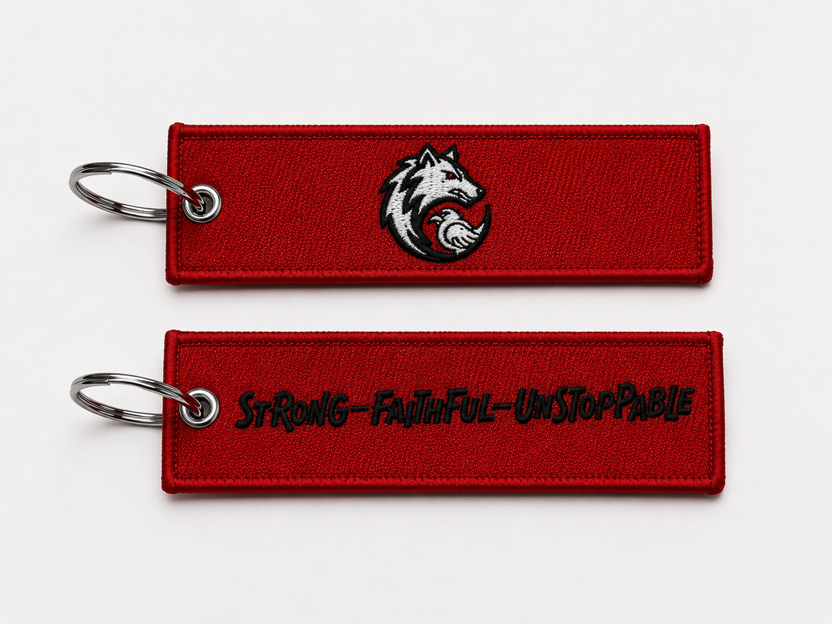 Wolf For Ravens Red Embroidered Key Chain