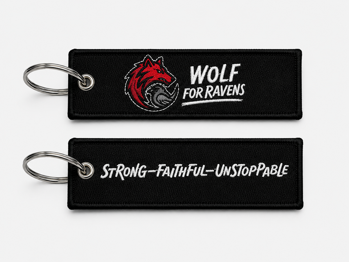 Wolf For Ravens Full Black Logo Embroidered Key Chain
